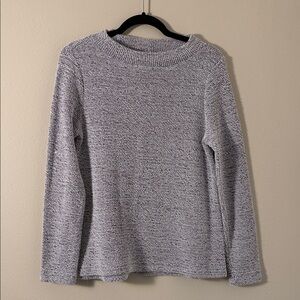 Loft Cotton Blend Purple White Marled Knit Sweater Size M